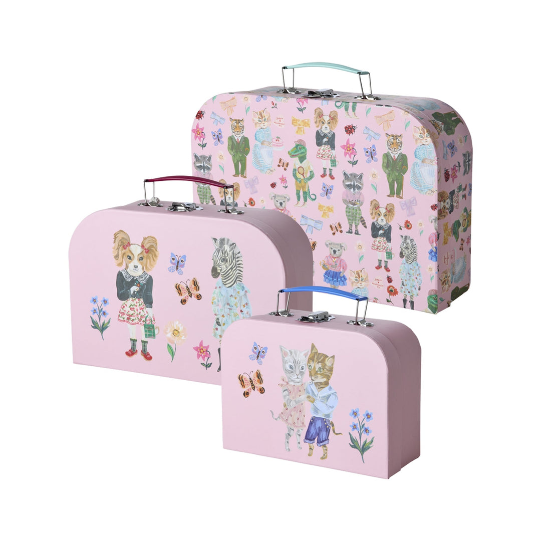 Aufbewahrungskoffer Rosa Nathalie Lété Print - 3er Set - Rice - CloverLiving.COM
