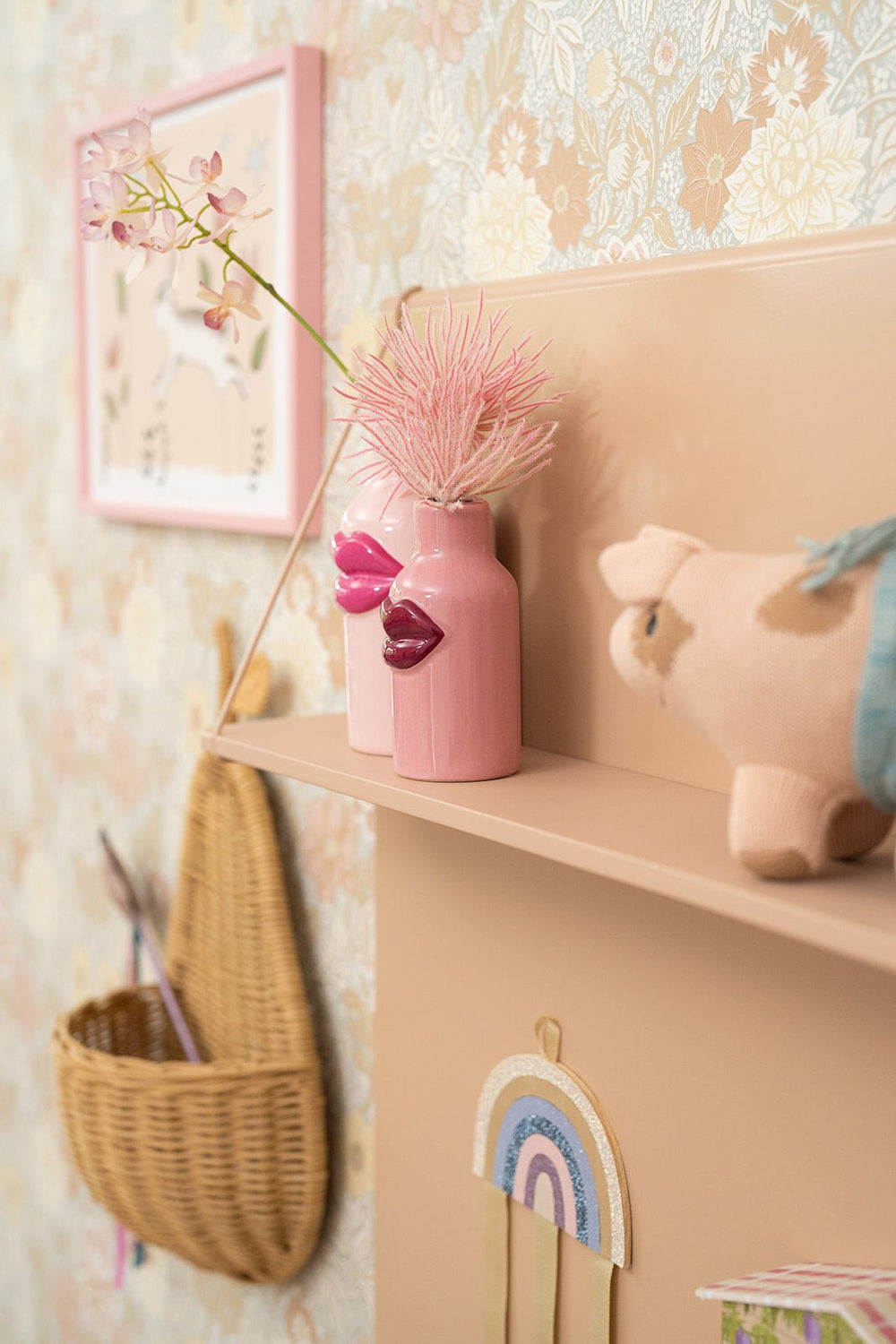 Keramikvase mit Lippen - Rosa - XS - Rice - CloverLiving.COM