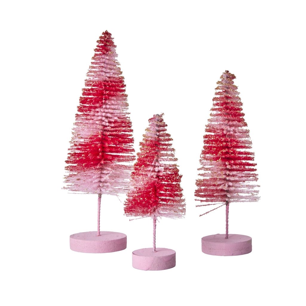 Decoration Christmas Tree - Pink - Set of 3 - Rice - CloverLiving.com
