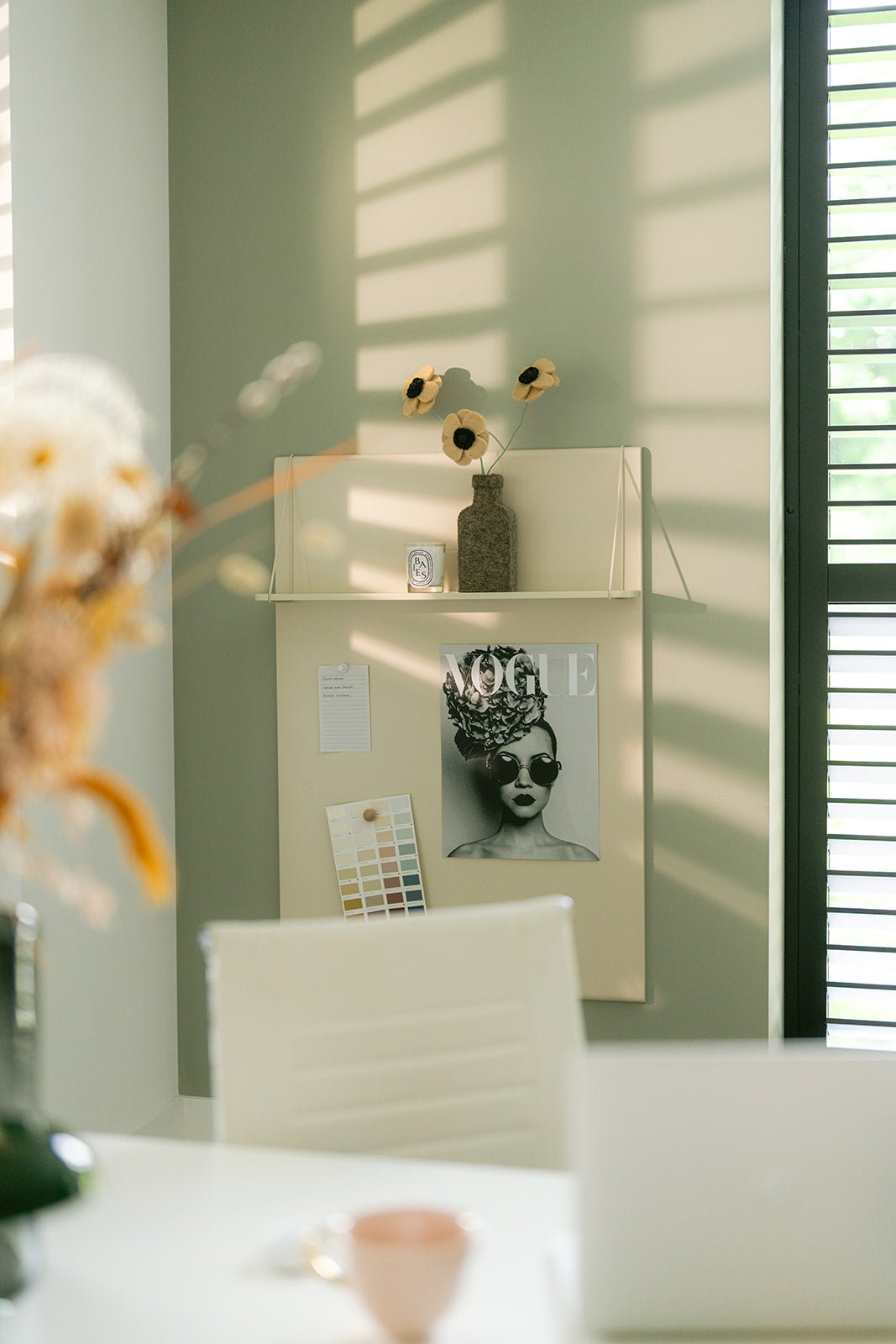 Magnetic board with shelf Alfie Almond - Clover Living - CloverLiving.com