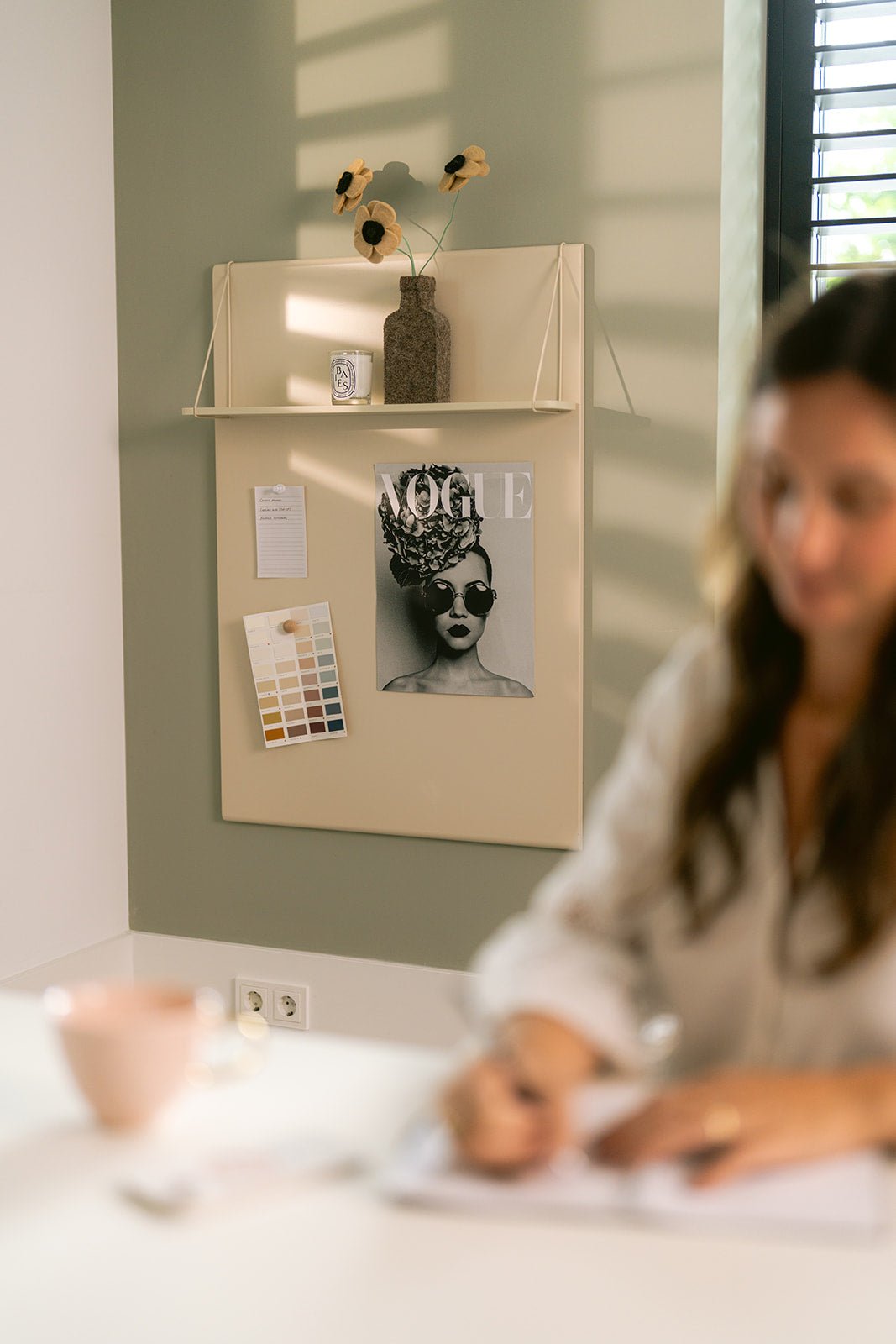 Magnetic board with shelf Alfie Almond - Clover Living - CloverLiving.com
