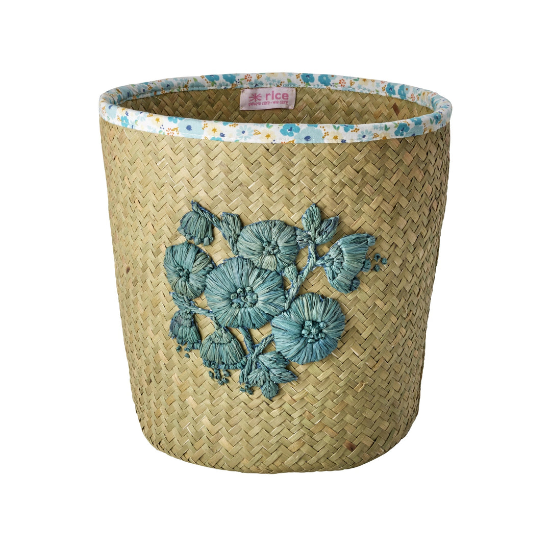 Storage Basket Flowers - Blue - Small - Rice - CloverLiving.com