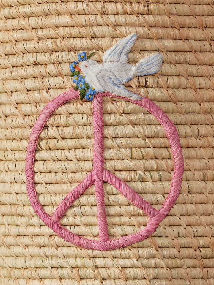 Storage Basket Peace - Pink - Small - Rice - CloverLiving.com