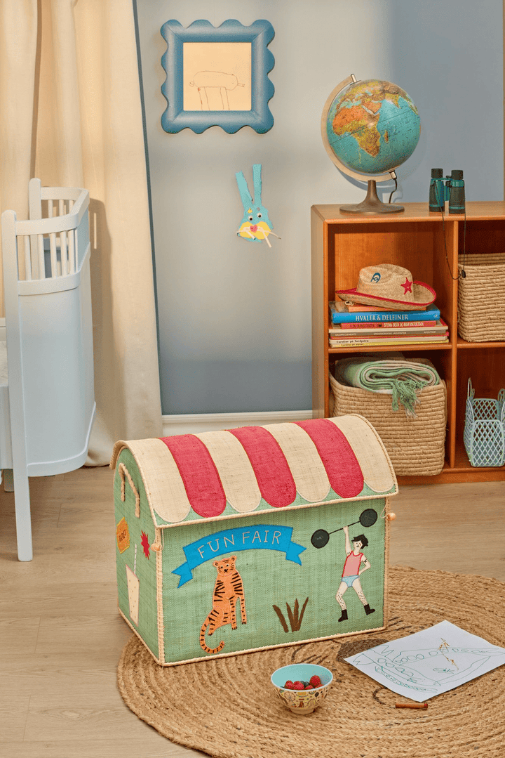Panier de rangement - Thème Fête foraine - Menthe - Grand - Rice - CloverLiving.Com