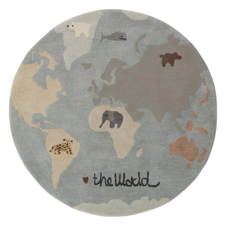Tapis Rond Chambre d’Enfant Le Monde - Ø 120 cm - Oyoy - CloverLiving.Com