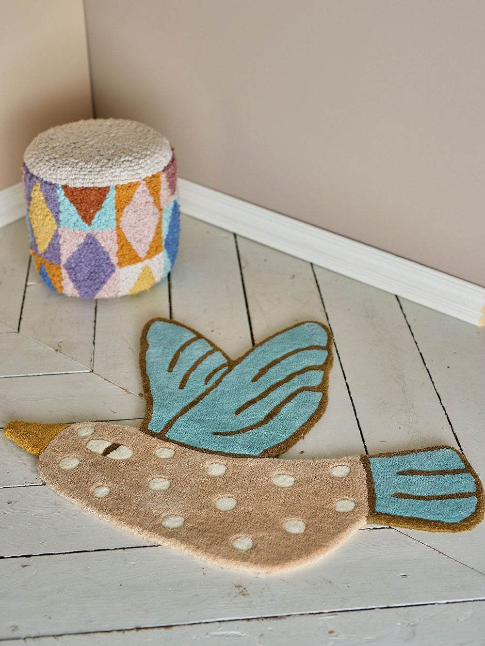 Tapis de chambre d’enfant Blue Jay Bird - 70 x 84 cm - Bloomingville - CloverLiving.Com