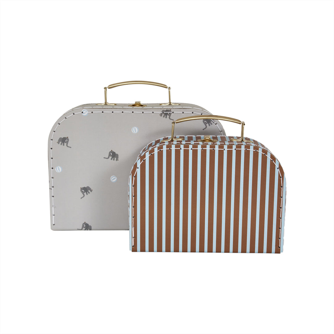 Storage Mini Suitcase - Elephant & Stripe - Set of 2