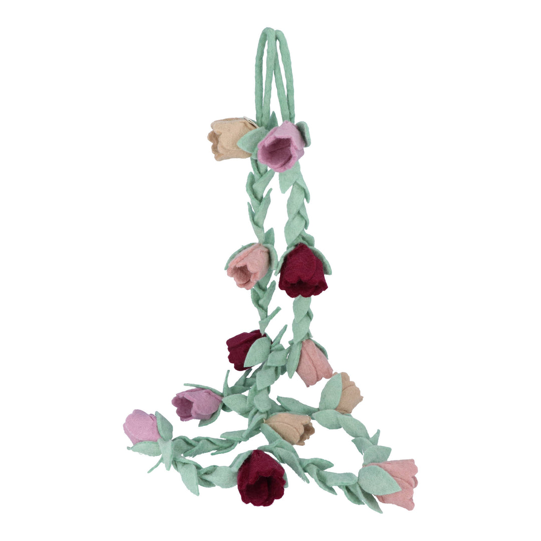 Handgefertigte Blumengirlande aus Filz in fröhlichen Farben