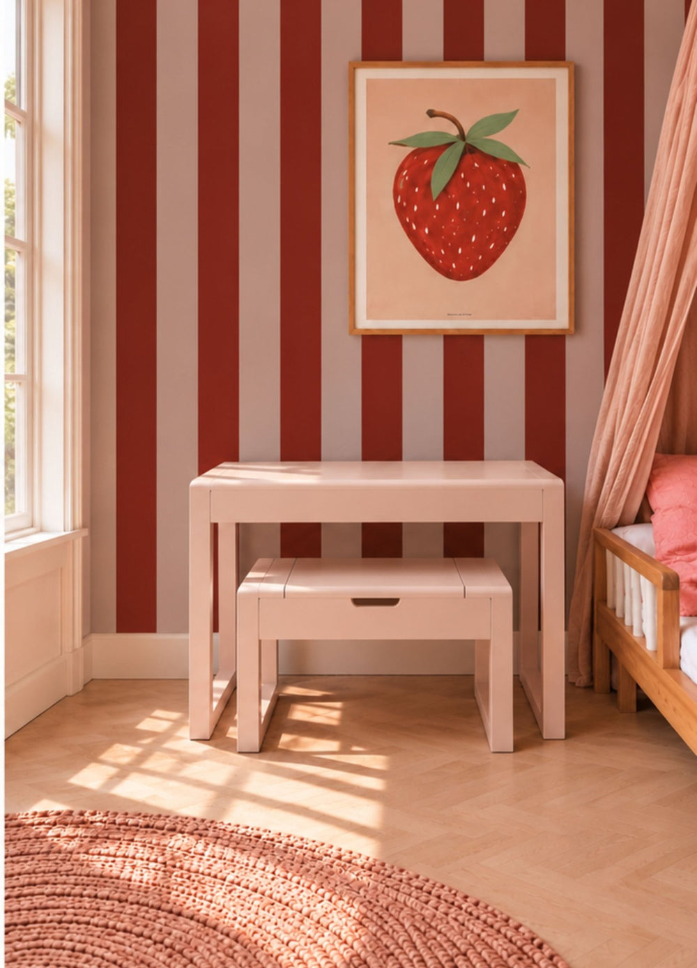 Kinderbureau met verhogers en kruk Pippa Peach - Clover Living - CloverLiving.com