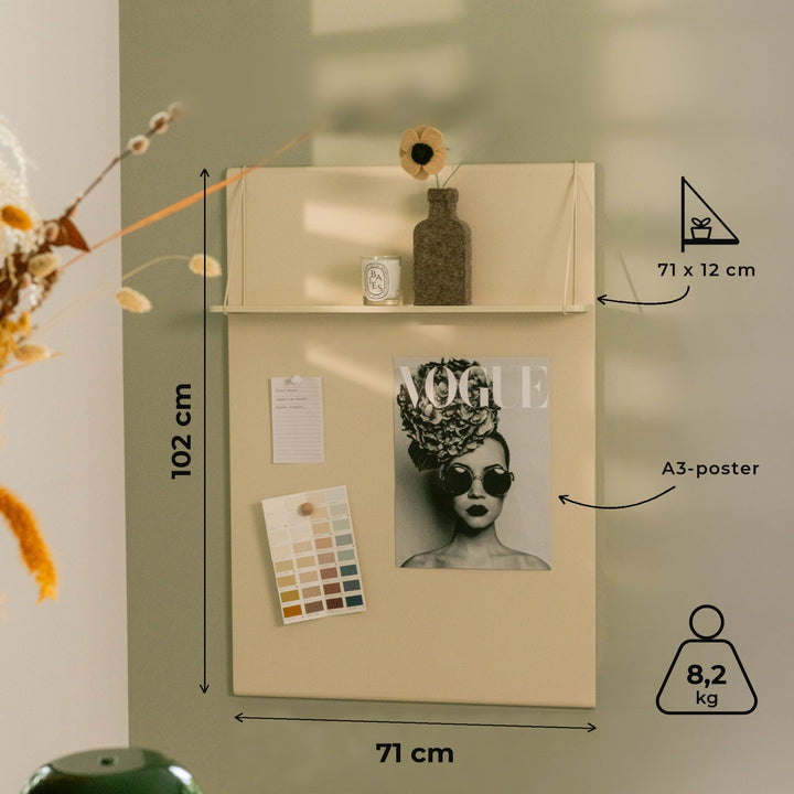 Tableau magnétique avec étagère Alfie Almond - Clover Living - CloverLiving.Com