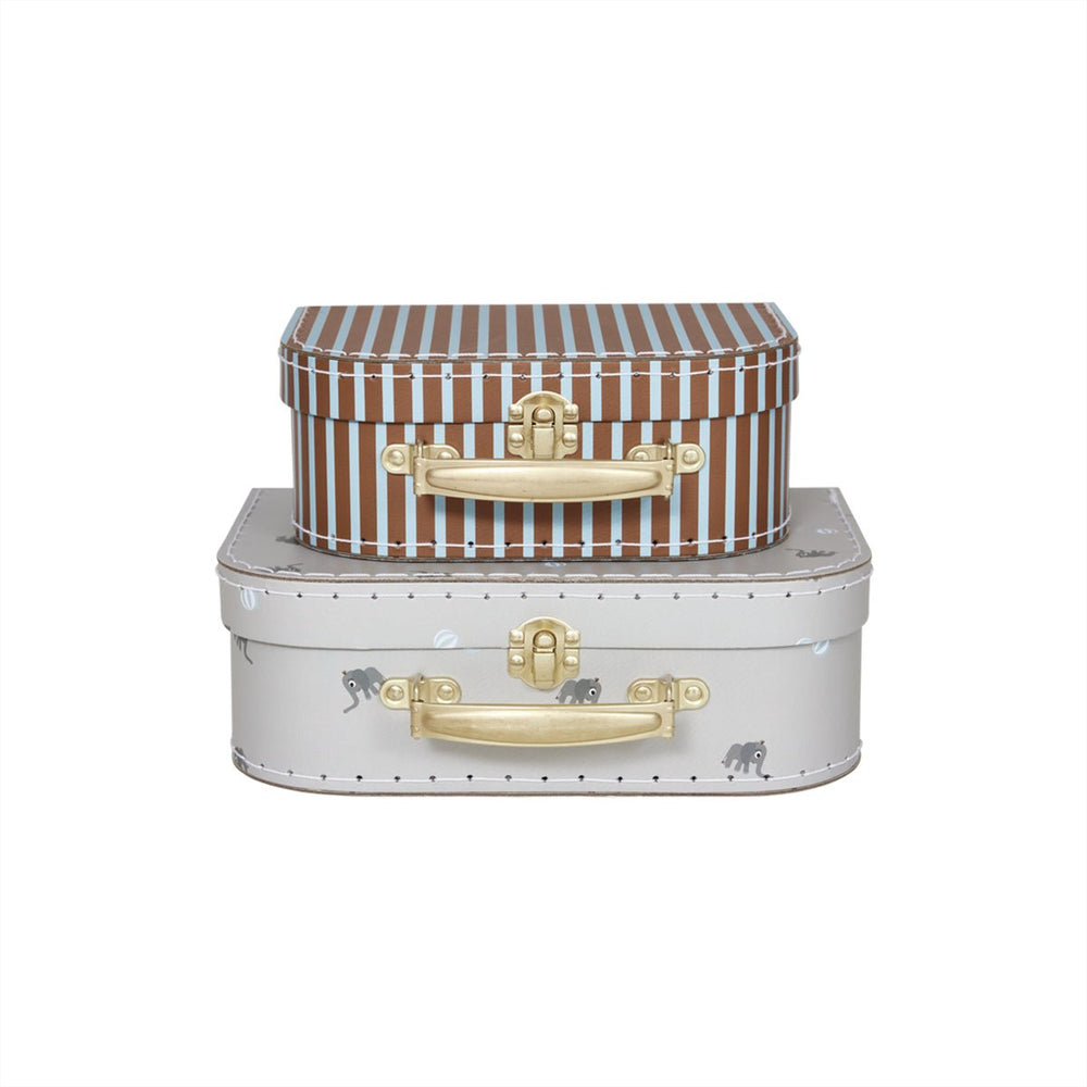 Opberg Mini Koffer - Olifant & Streep - Set van 2 - Oyoy - CloverLiving.com