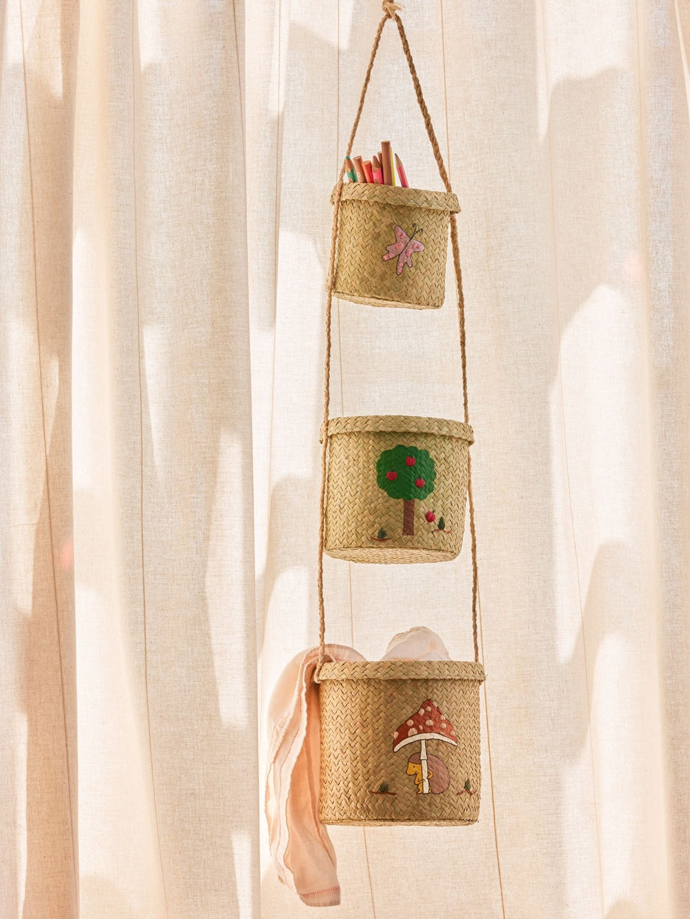 Opberger – 3 - laags Hanger – Happy Forest - Rice - CloverLiving.com