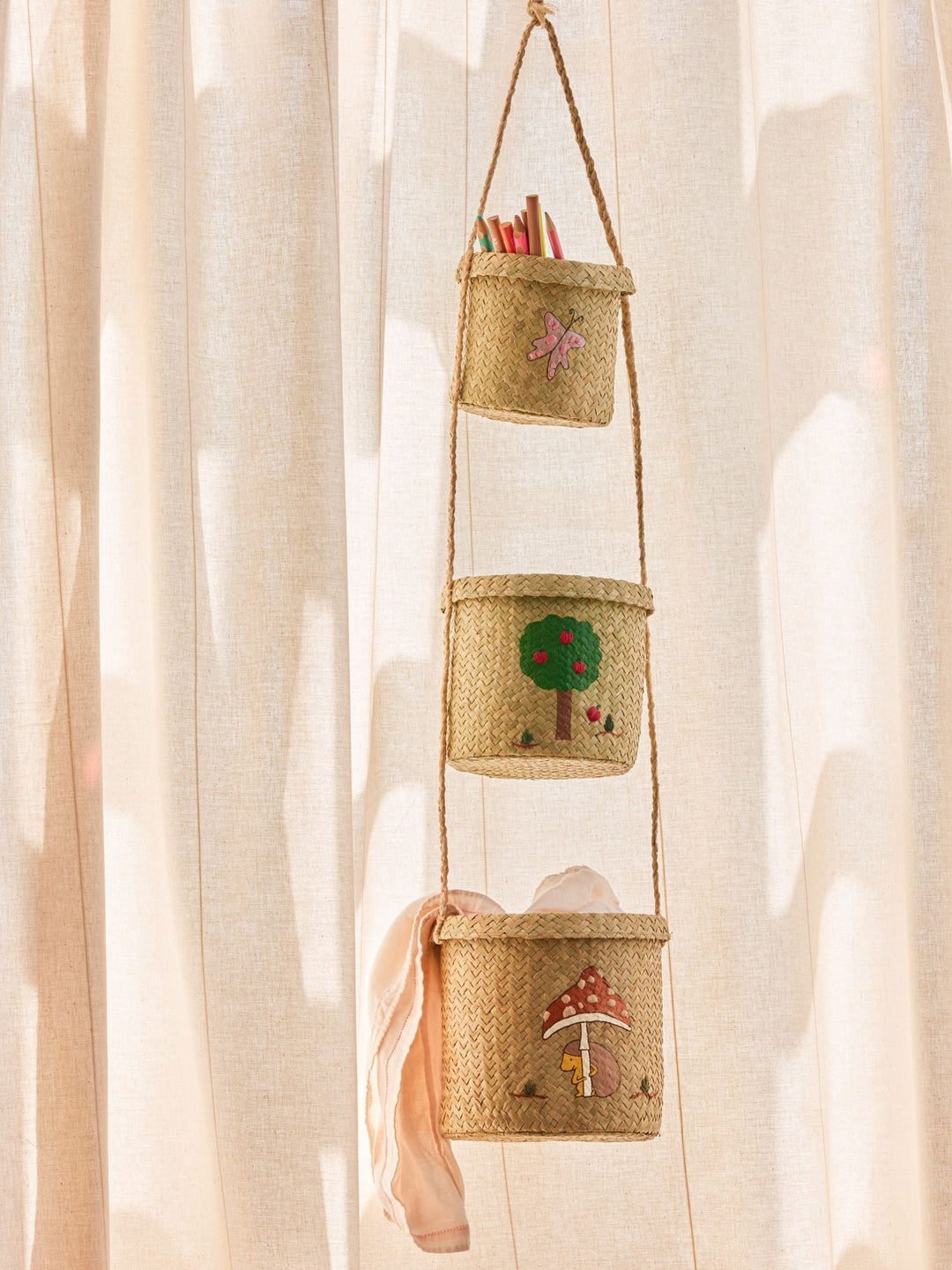 Opberger – 3 - laags Hanger – Happy Forest - Rice - CloverLiving.com