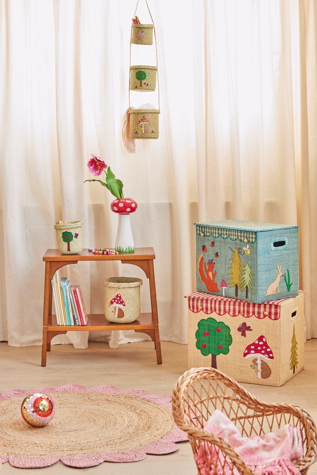 Opberger – 3 - laags Hanger – Happy Forest - Rice - CloverLiving.com