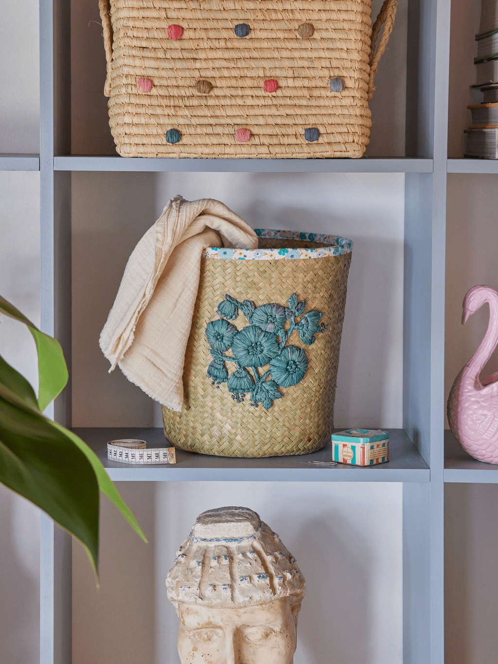 Opbergmand Bloemen - Blauw - Small - Rice - CloverLiving.com