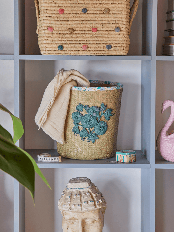 Opbergmand Bloemen - Blauw - Small - Rice - CloverLiving.com