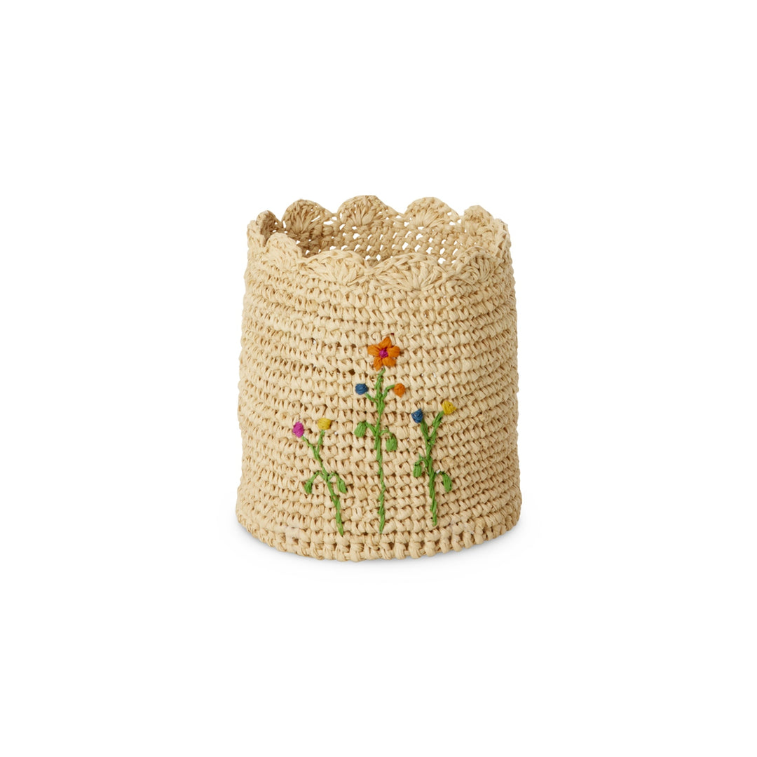 Opbergmand Geborduurde Bloemen - Klein - Rice - CloverLiving.com