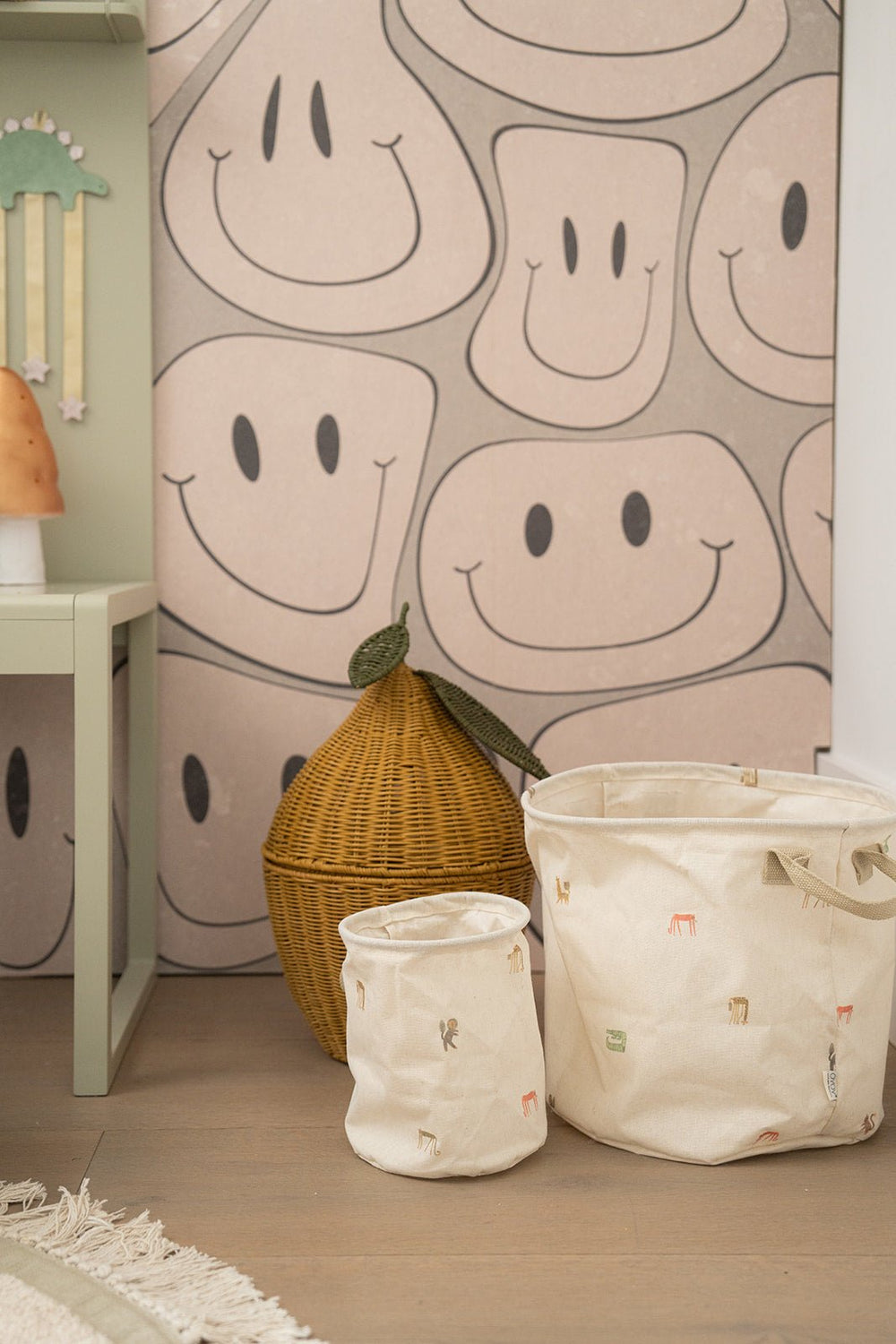 Opbergmand Sage citroen - rotan - Bloomingville - CloverLiving.com