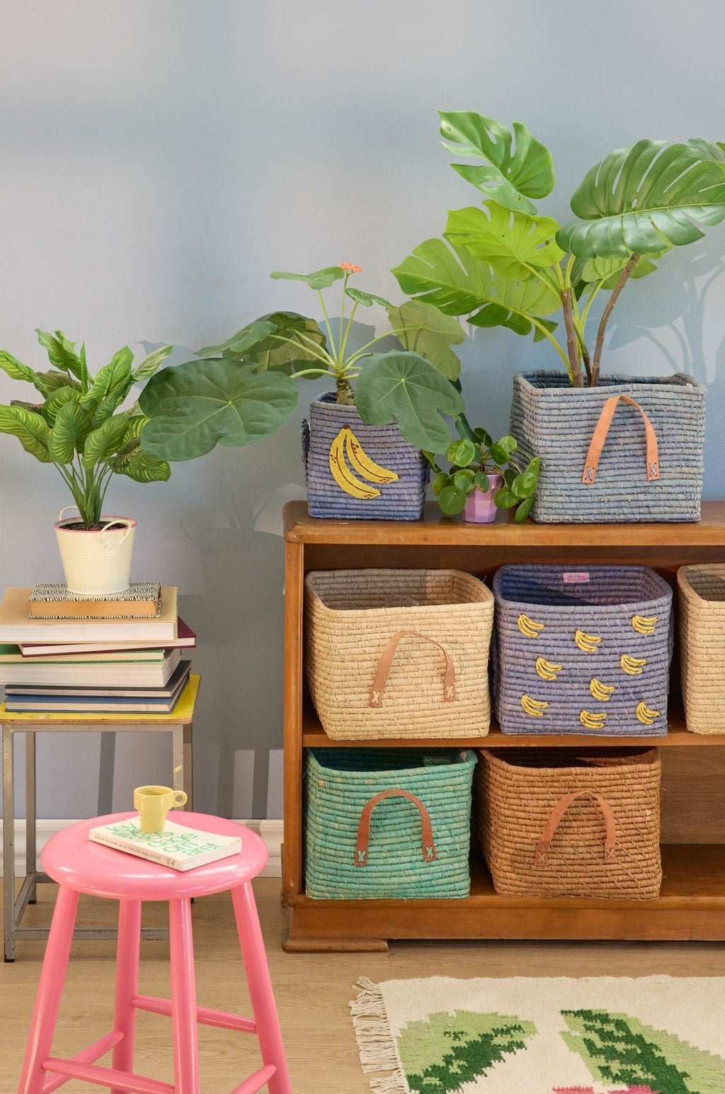 Opbergmand Vierkant Banaan - Blauw - Rice - CloverLiving.com