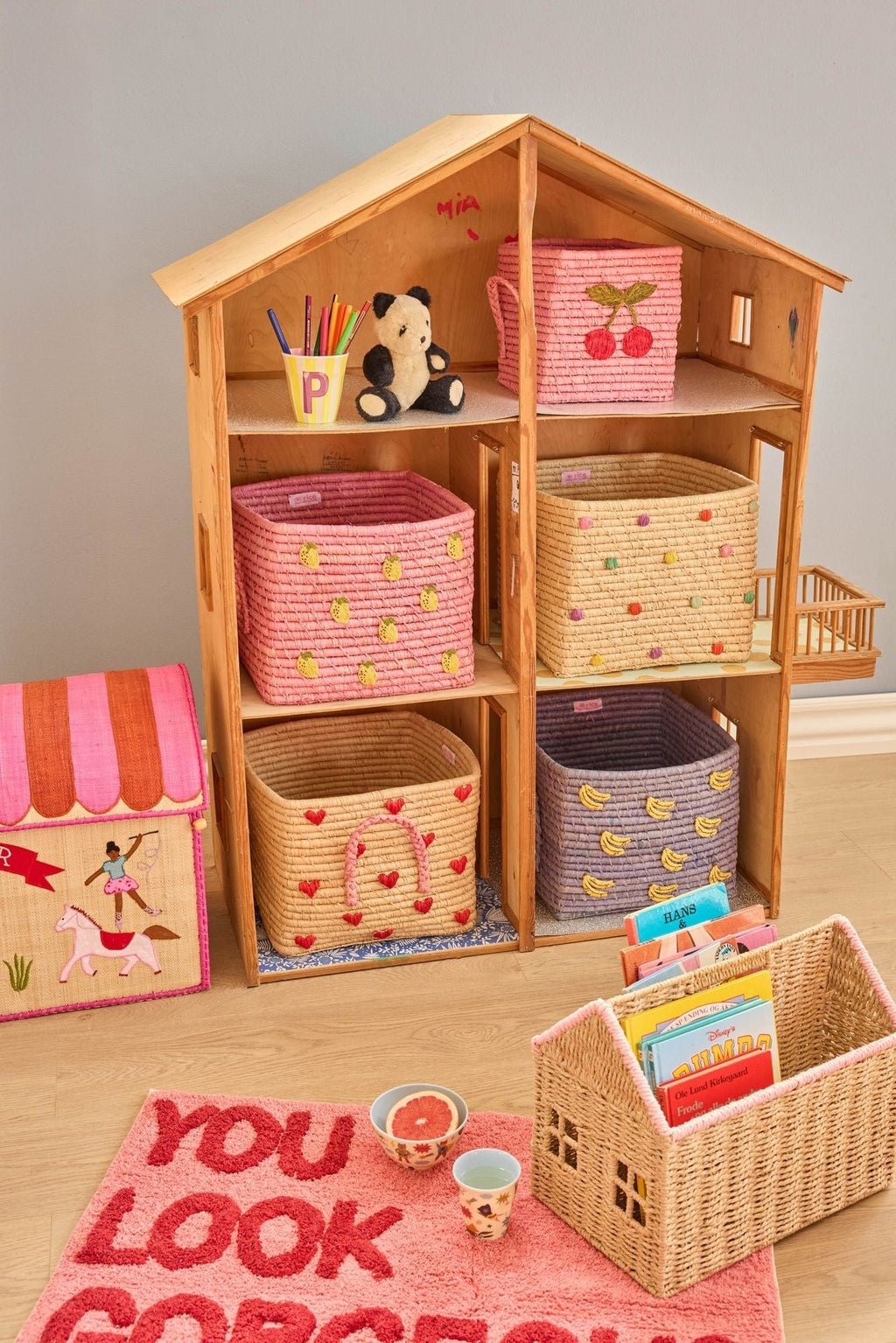 Opbergmand Vierkant Citroen - Roze - Rice - CloverLiving.com