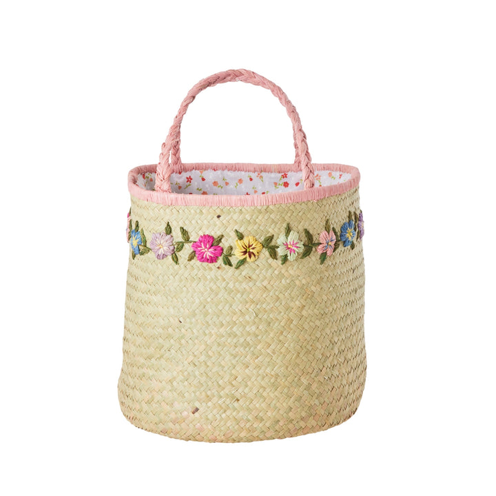 Tas en Opbergmand met Bloemen - Raffia - Rice - CloverLiving.com