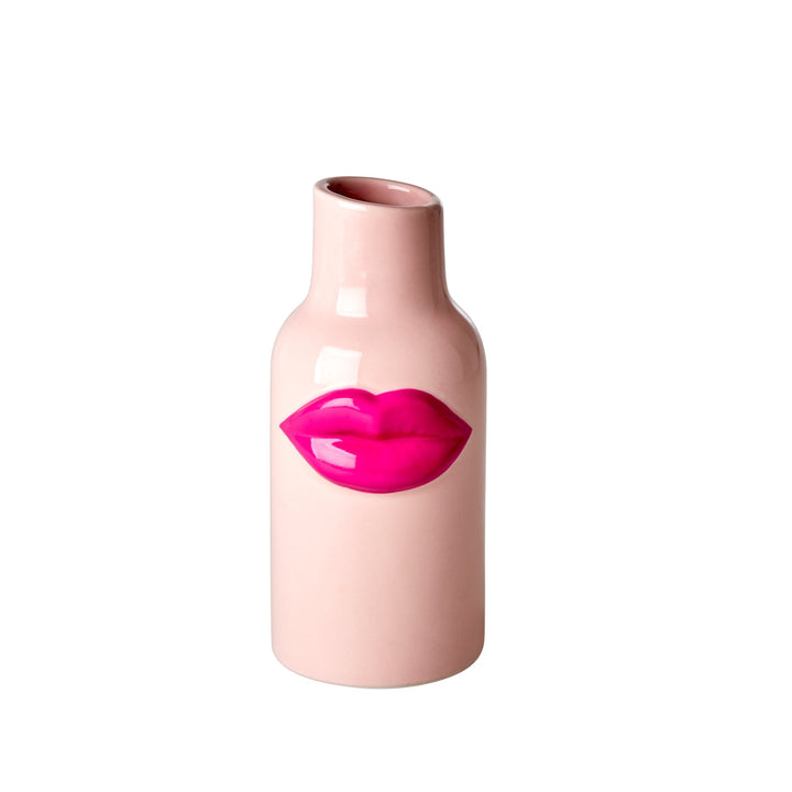 Vaas Keramiek met lippen - Roze - S - Rice - CloverLiving.com
