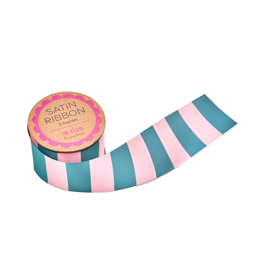 Band Satin - Rosa/Grün - Rice - CloverLiving.COM