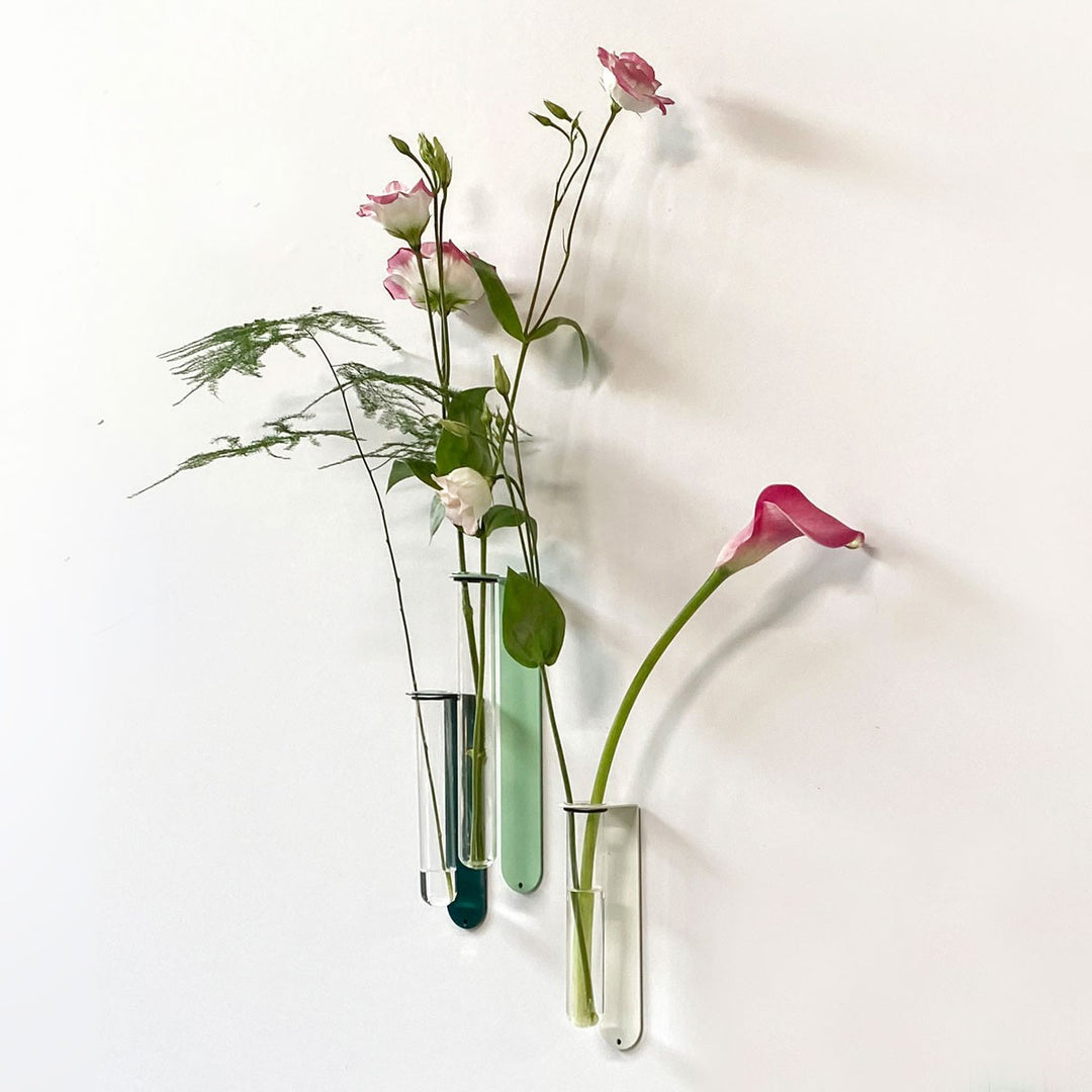 Magnetische Blumenvase Glas - weiß - groß