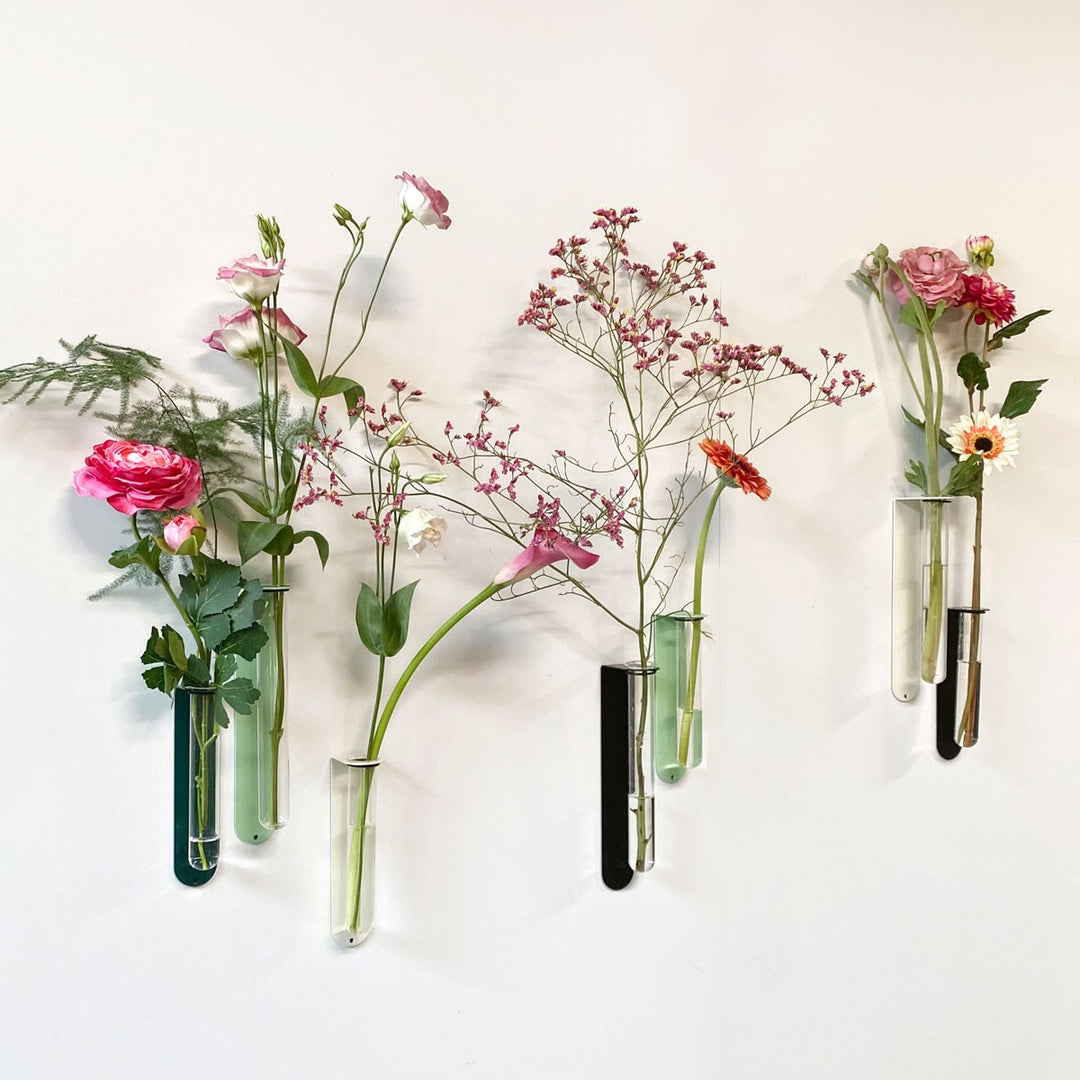 Magnetische Blumenvase Glas - schwarz - groß