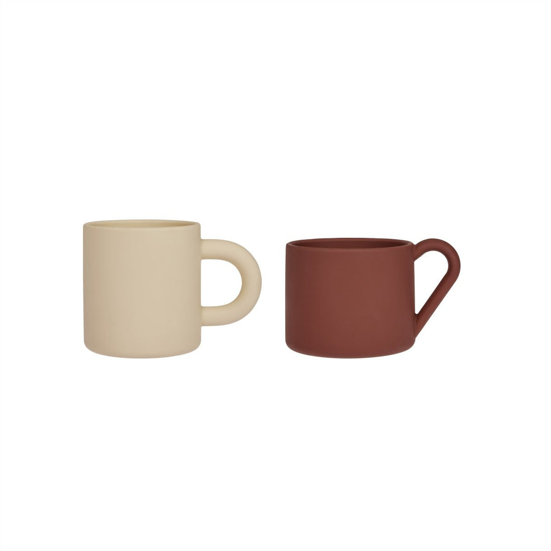 Nomu Kinderbecher - Vanille / Dunkelrot - Silikon - 2er Set - Oyoy - CloverLiving.COM