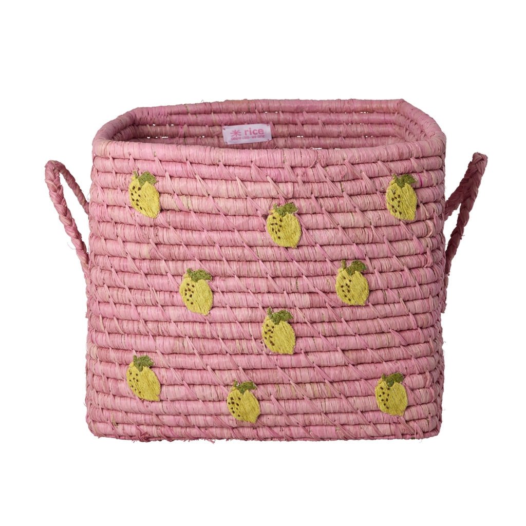 Aufbewahrungskorb Quadrat Zitrone – Pink – Rice - CloverLiving.com