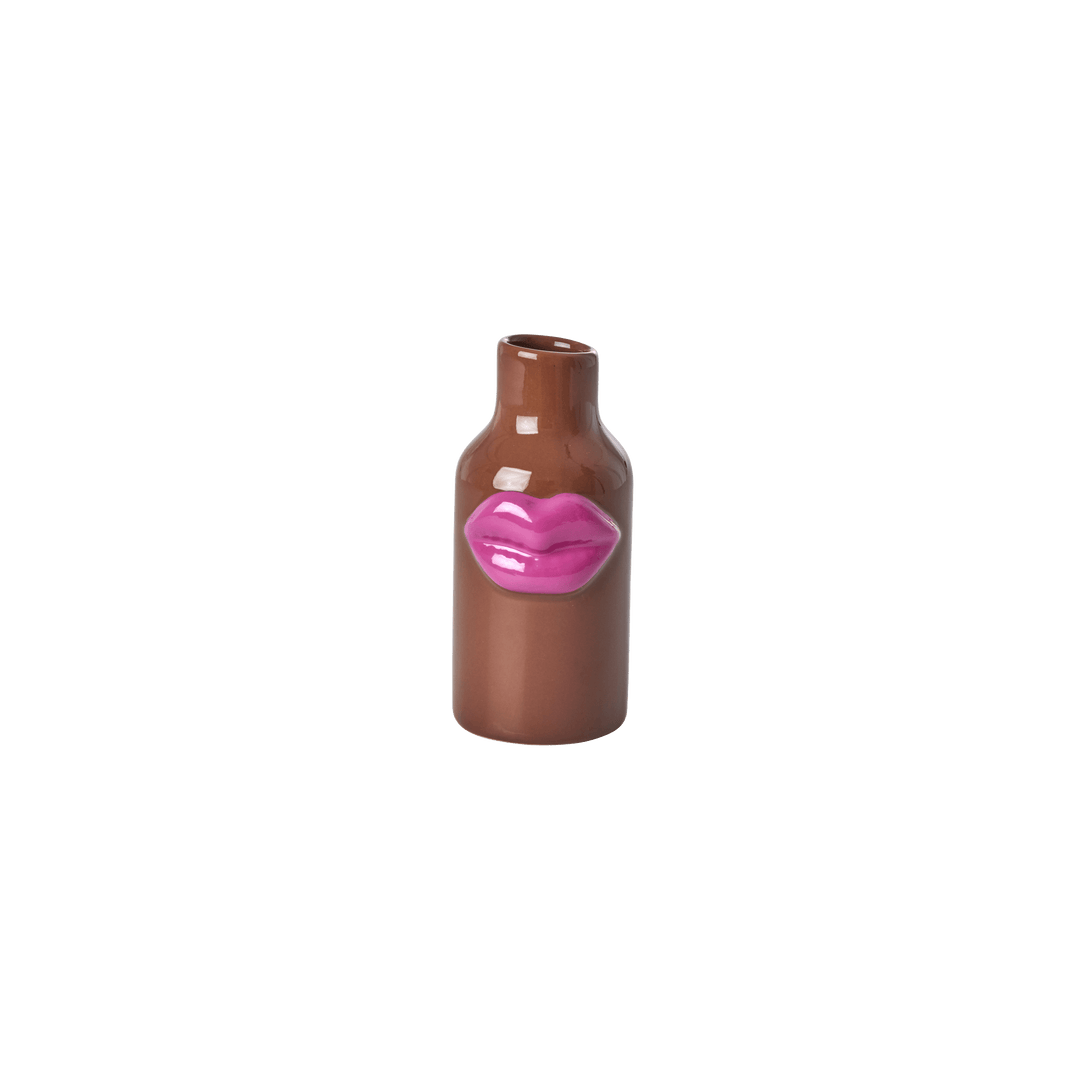 Keramikvase mit Lippen - Braun - XS - Rice - CloverLiving.COM