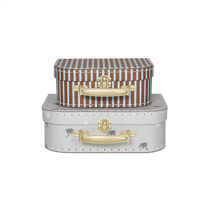 Storage Mini Suitcase - Elephant & Stripe - Set of 2