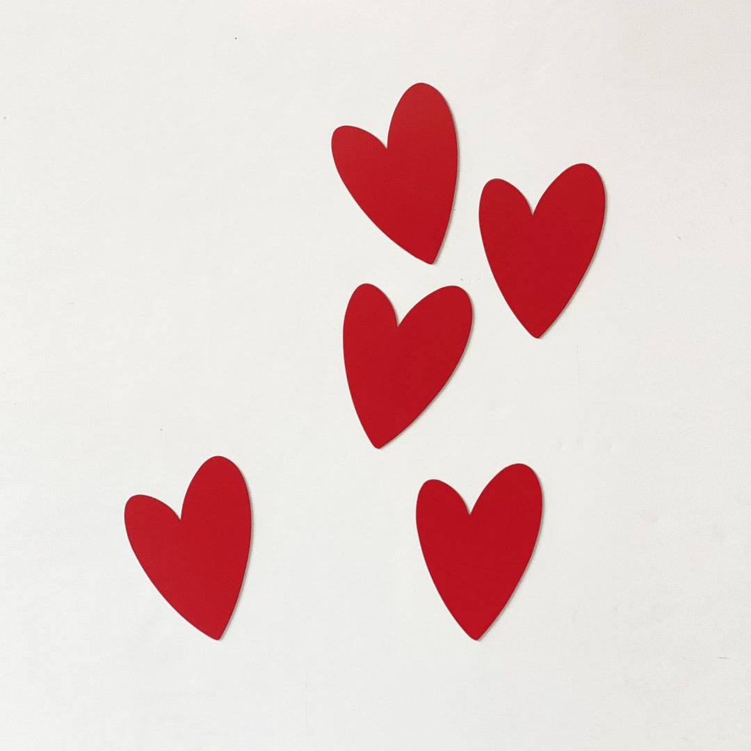 Heart magnets - red - 5 pieces - Groovy Magnets - CloverLiving.com