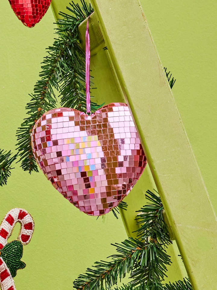 Christmas Ball Heart- Pink - Medium