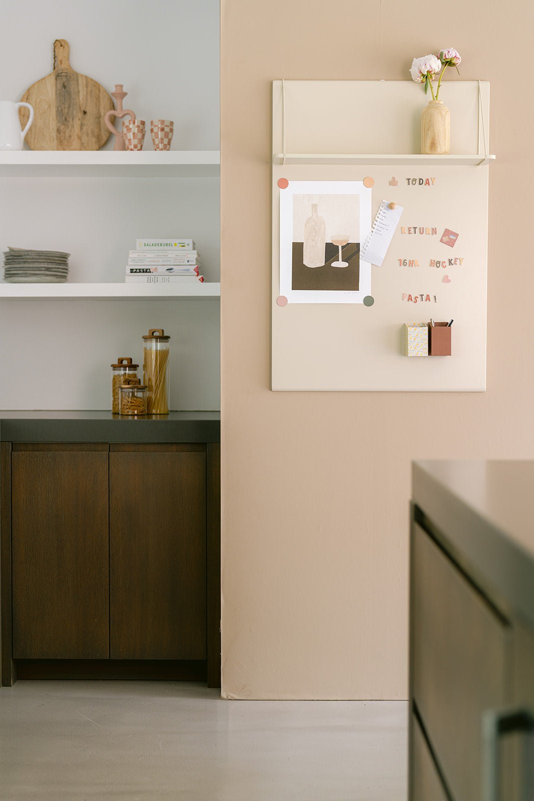 Magnetic board with shelf Alfie Almond - Clover Living - CloverLiving.com