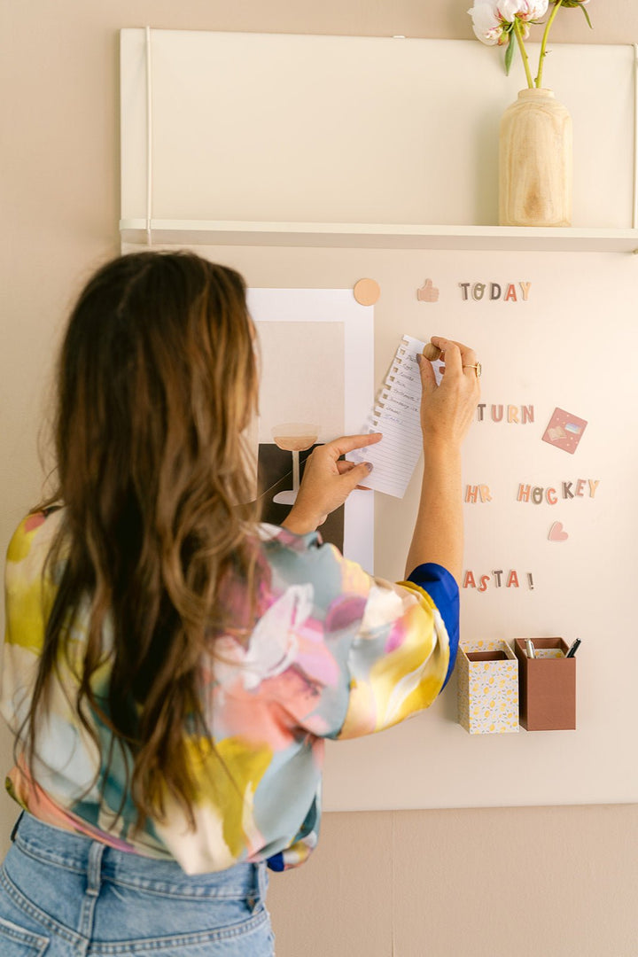 Magnetic board with shelf Alfie Almond - Clover Living - CloverLiving.com