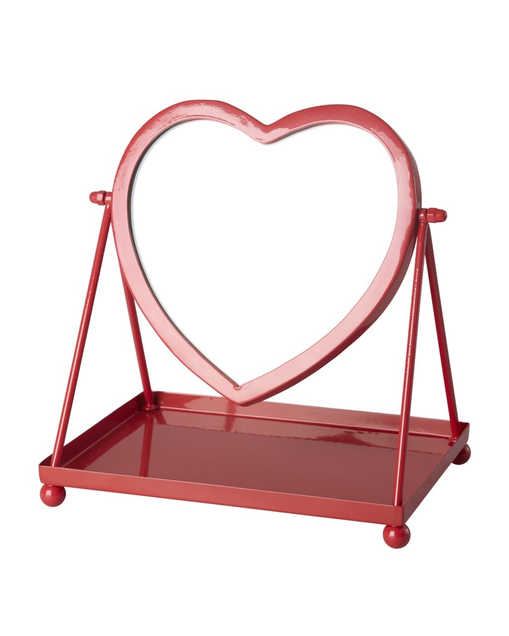 Metal Heart Mirror - Red - Rice - CloverLiving.com