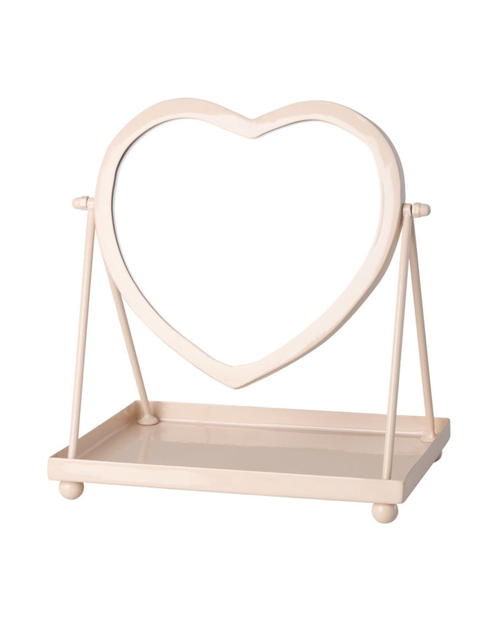Metal Heart Mirror – Pink - Rice - CloverLiving.com