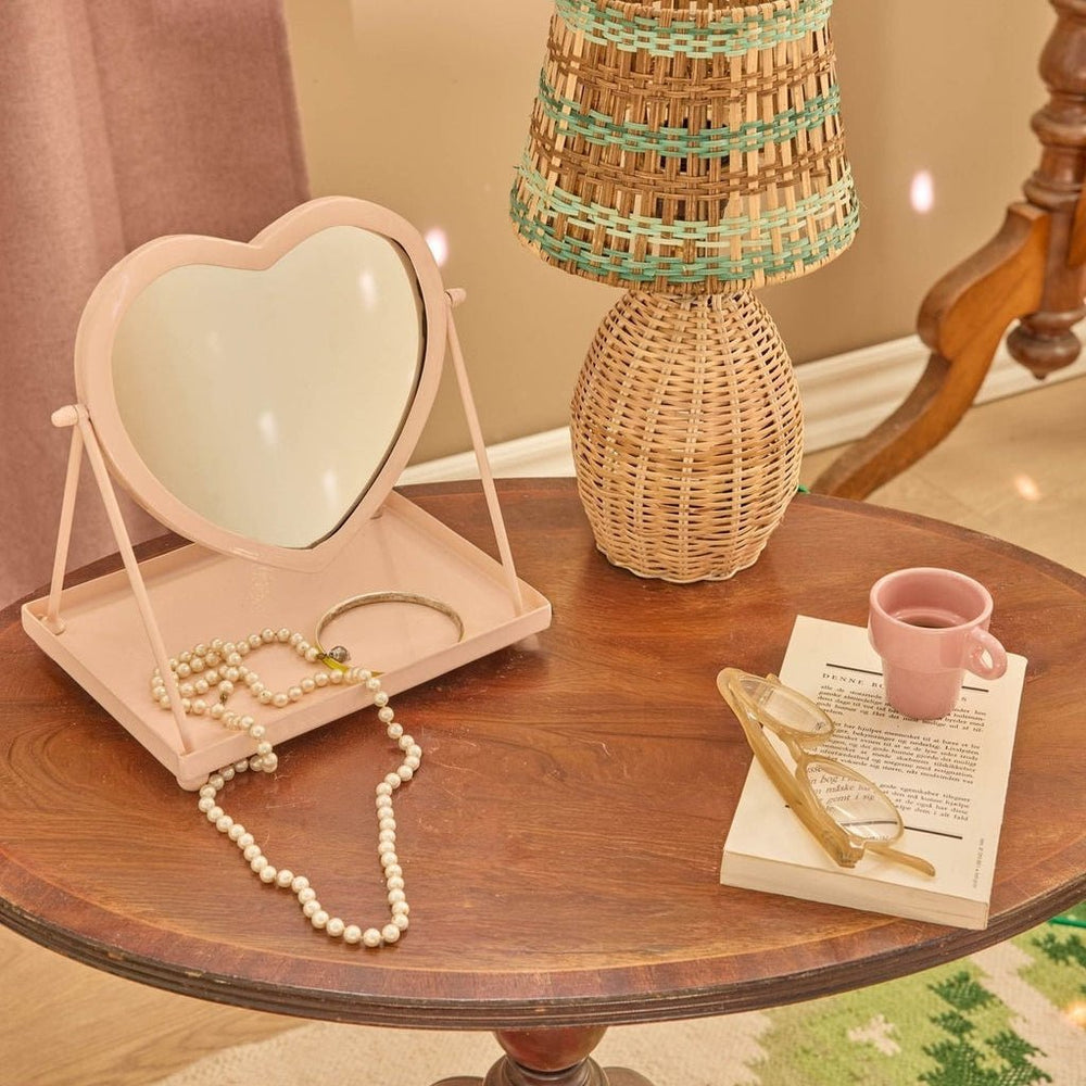 Metal Heart Mirror – Pink - Rice - CloverLiving.com