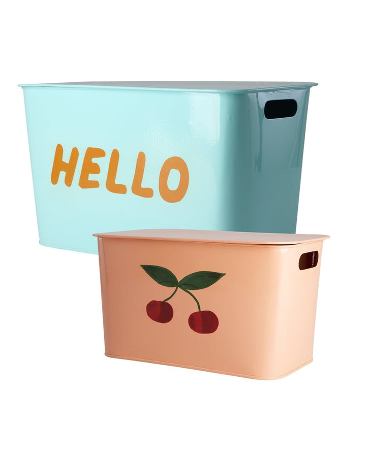 Metal Storage Boxes – Multicolor – Set of 2 - Rice - CloverLiving.com