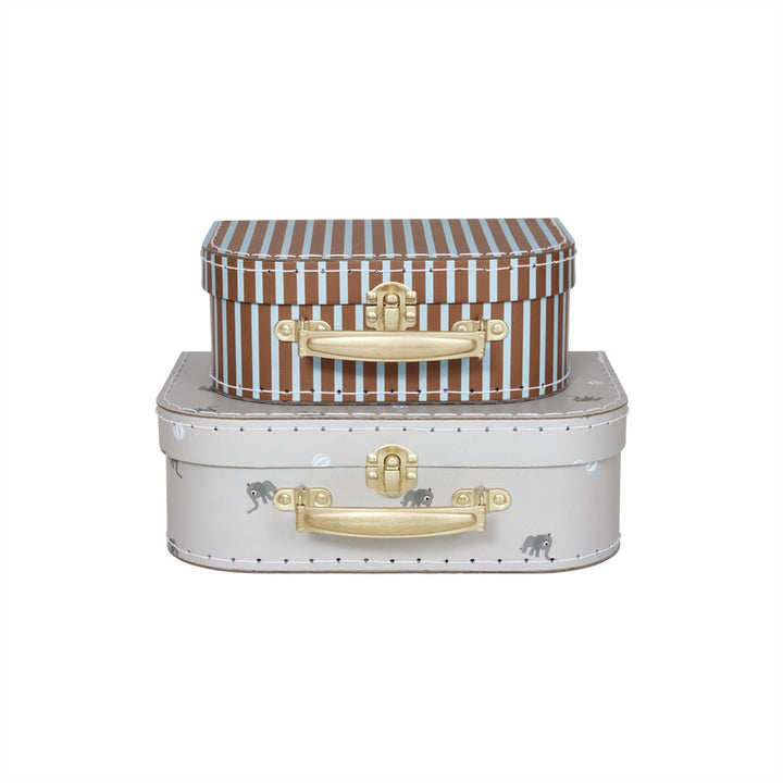 Storage Mini Suitcase - Elephant & Stripe - Set of 2 - Oyoy - CloverLiving.com