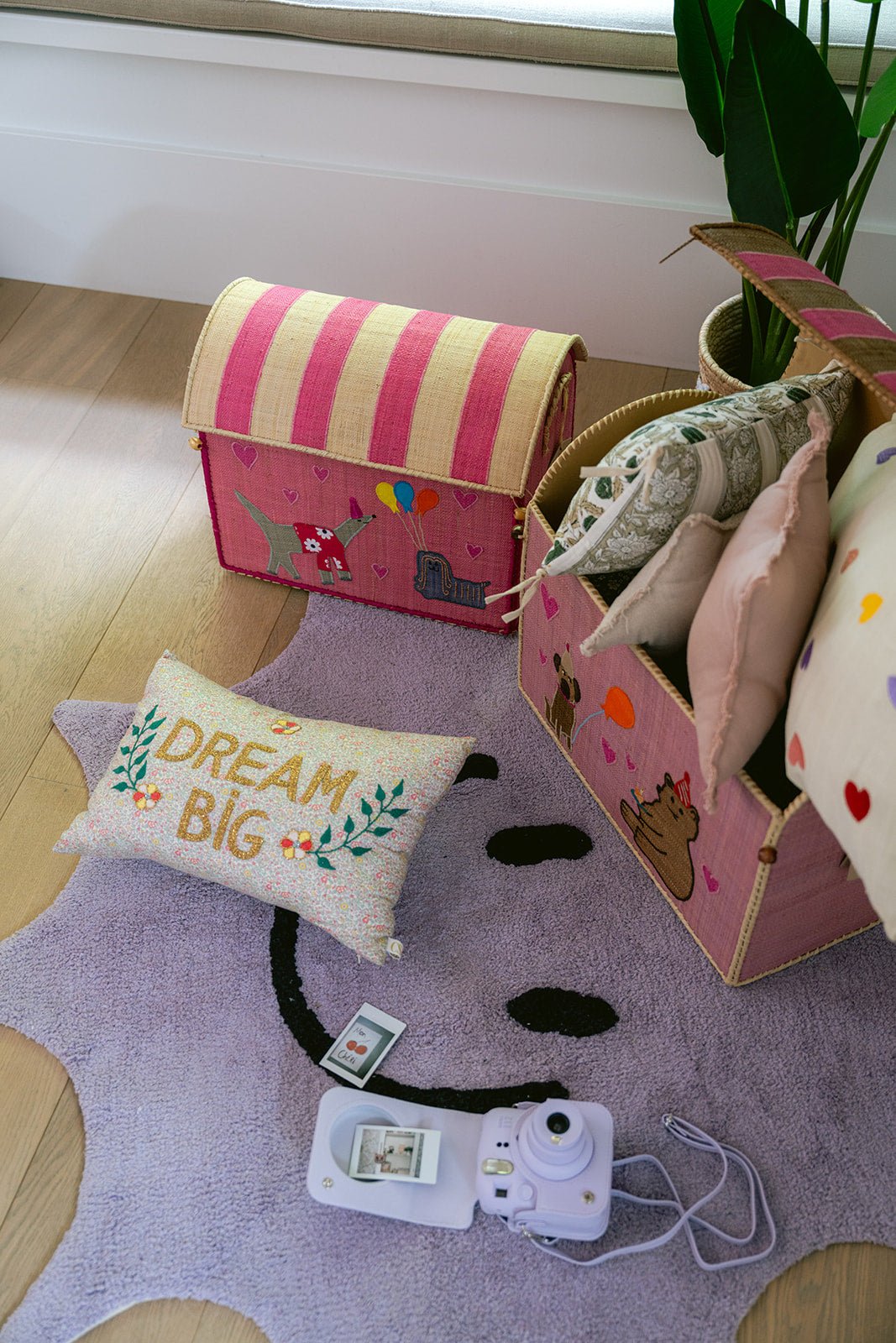 Storage Basket - Theme Party Animal - Pink - Medium - Rice - CloverLiving.com