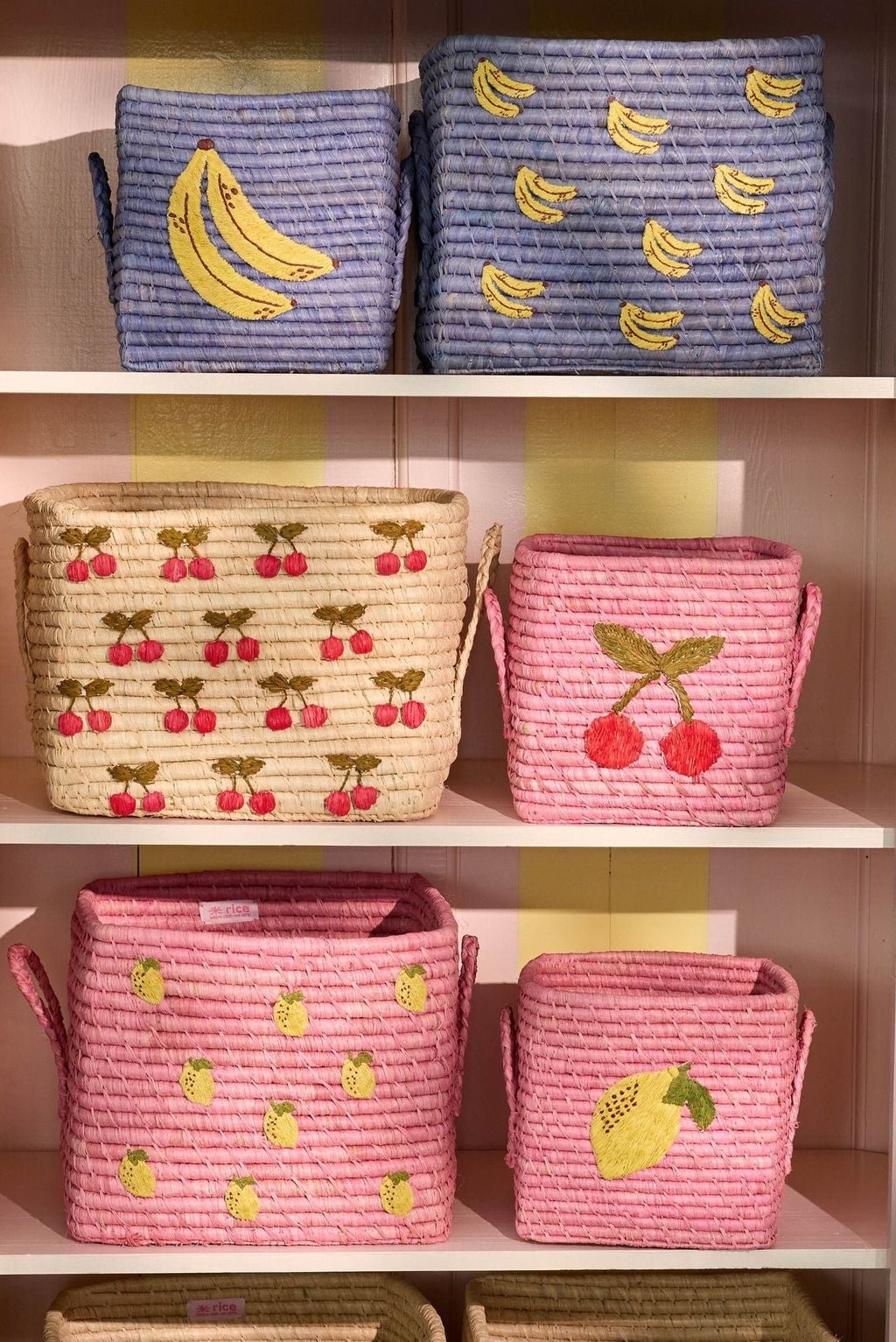 Storage Basket Square Lemon - Pink - Rice - CloverLiving.com