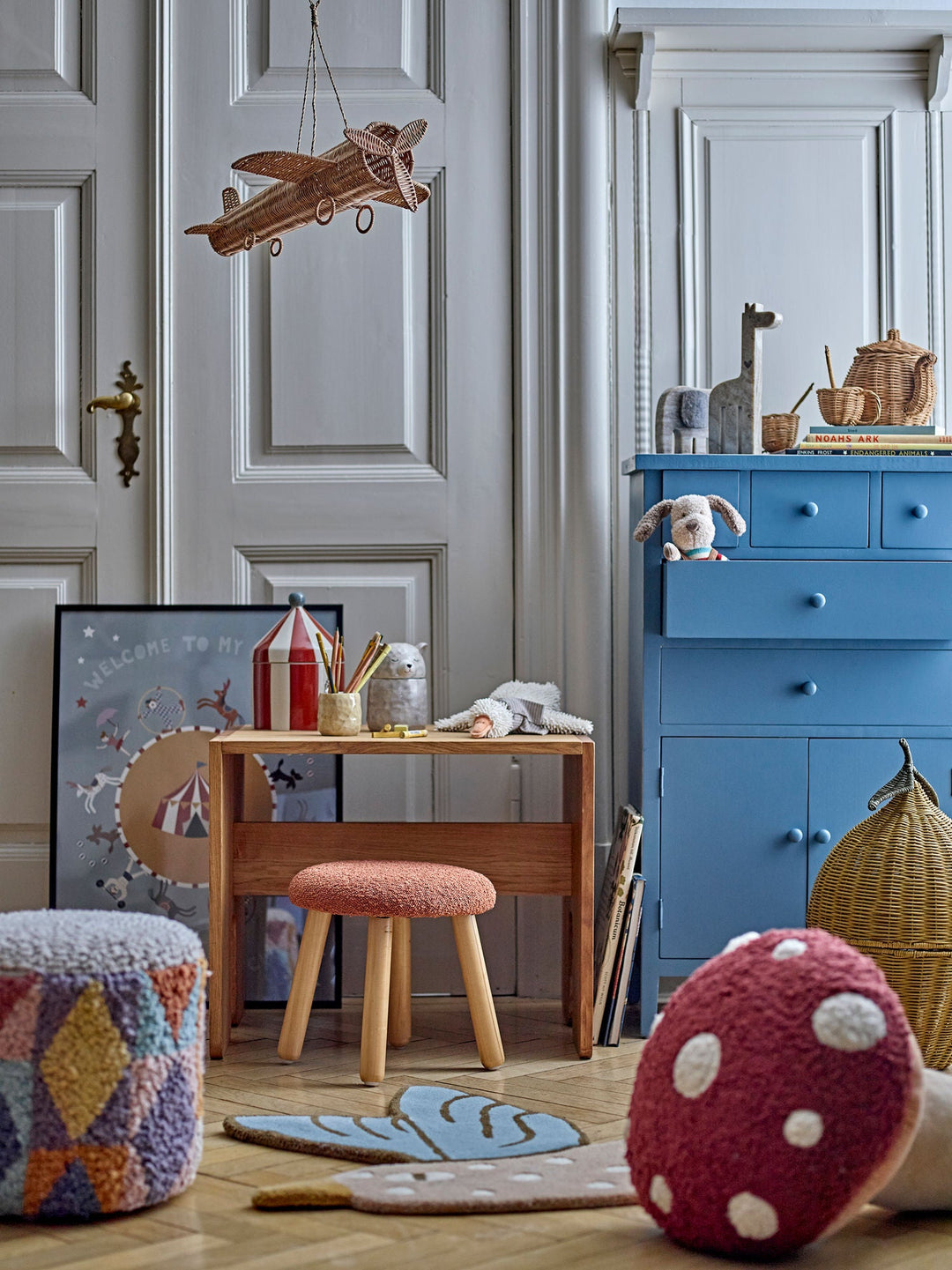 Children's Room Rug Blue Jay Bird - 70 x 84 cm - Bloomingville - CloverLiving.com