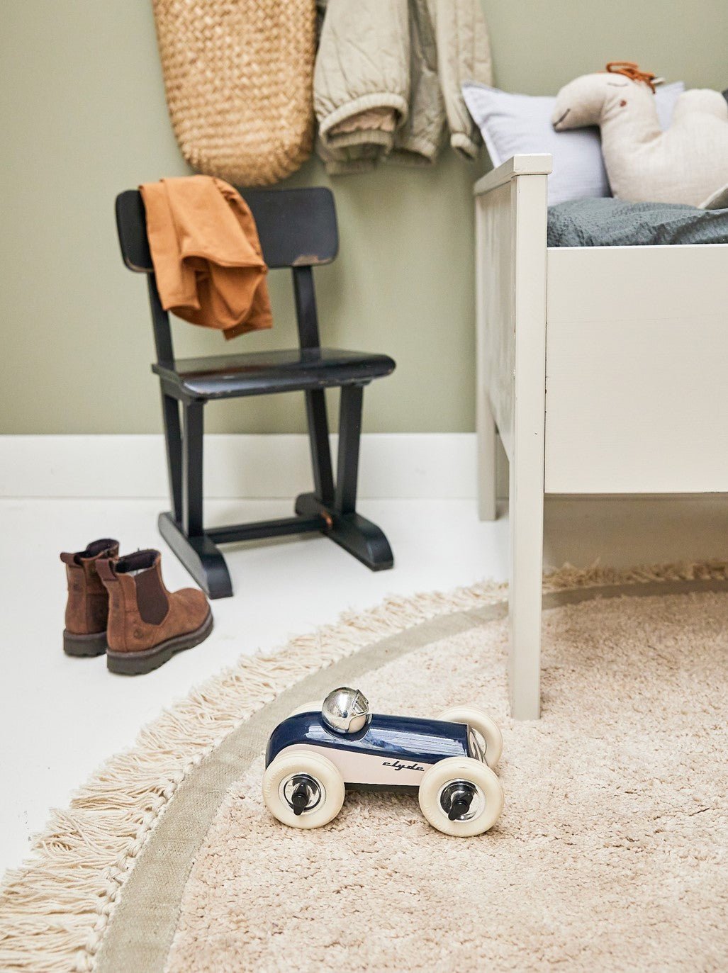 Children's Room Rug Elephant - Grey - Ø130 cm - Tapis Petit - CloverLiving.com