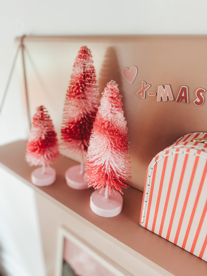 Décoration sapin de Noël - Rose - Lot de 3