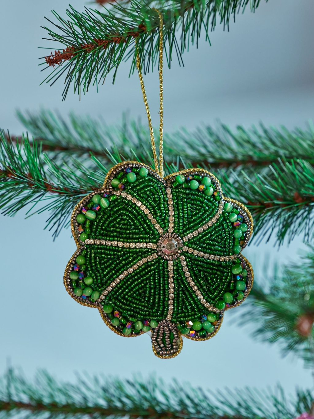 Décorations de Noël en perles de trèfle - Vert