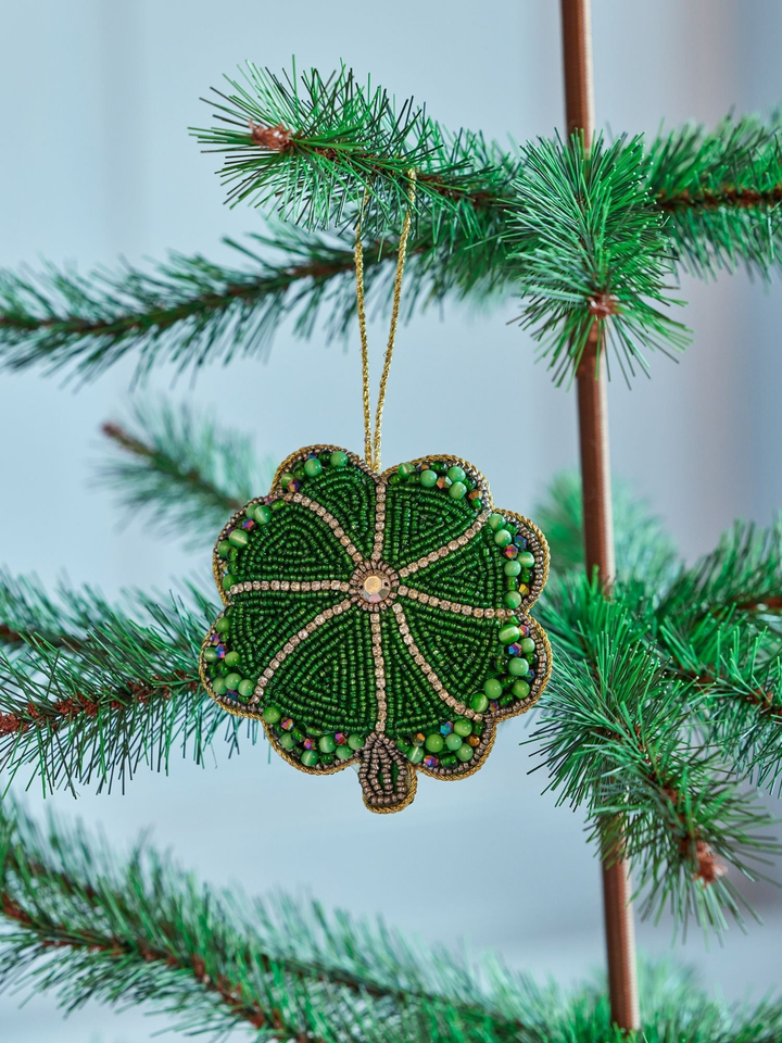 Décorations de Noël en perles de trèfle - Vert