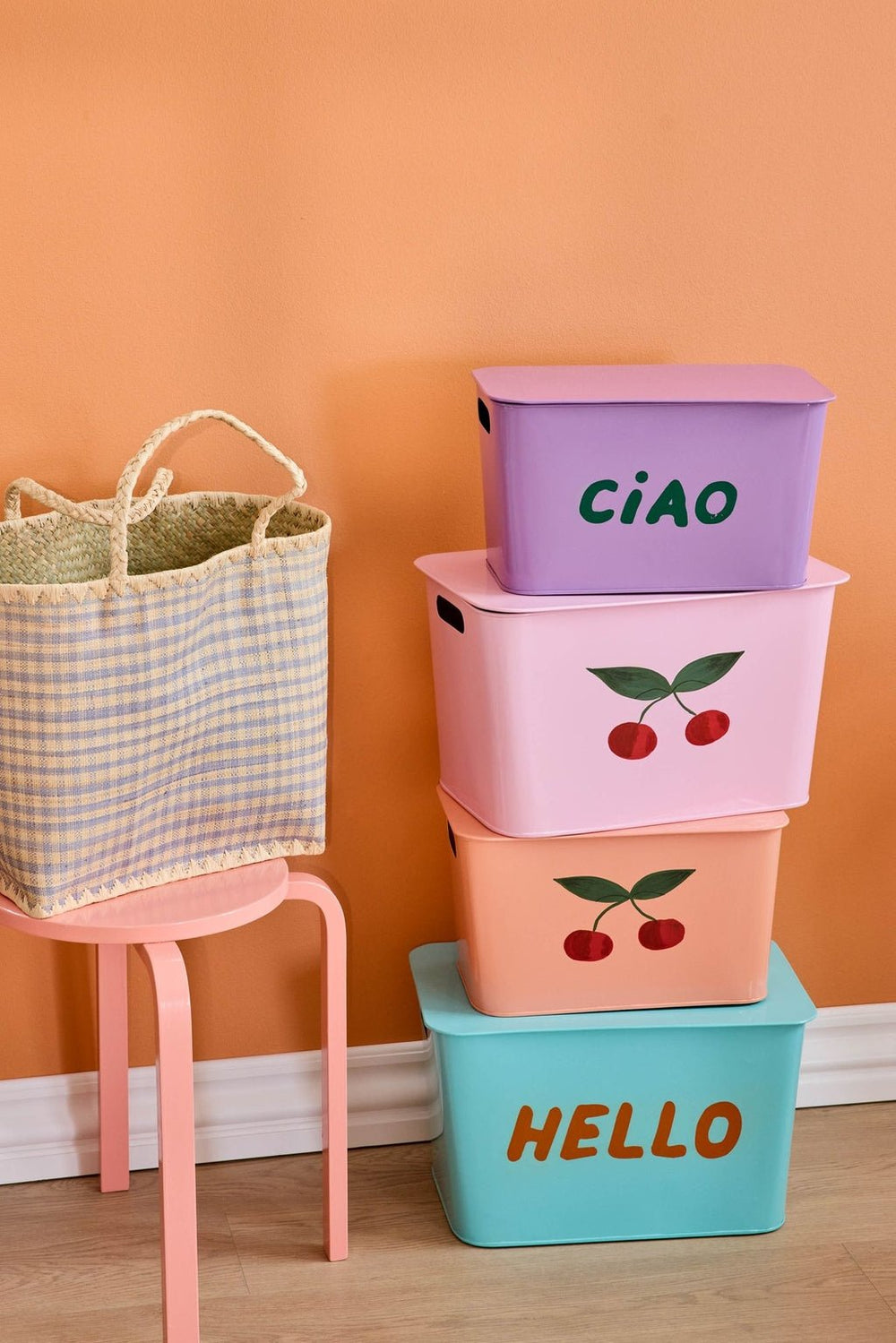 Boîtes de rangement métalliques – Multicolores – Ensemble de 2 - Rice - CloverLiving.Com